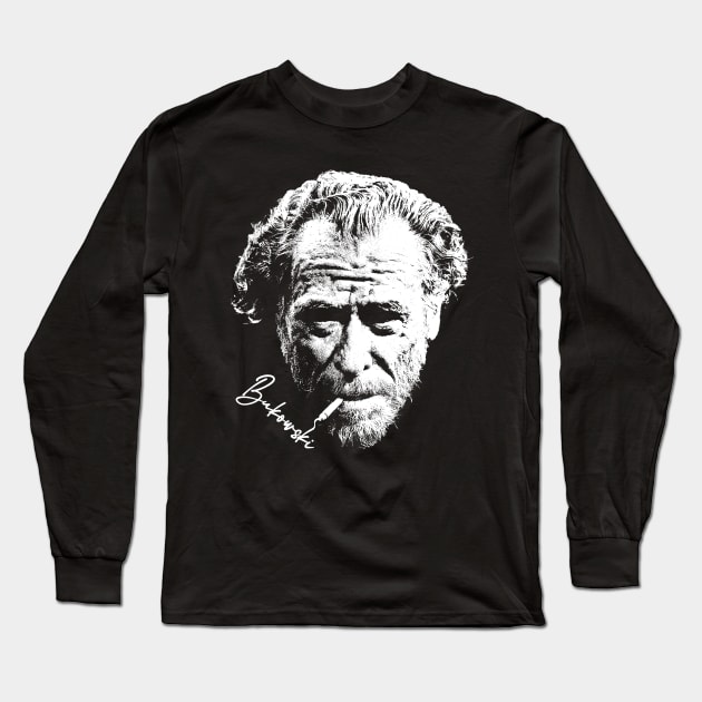 Charles Bukowski / Retro Design Long Sleeve T-Shirt by DankFutura